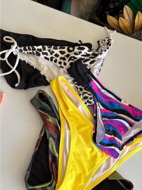 Mixed Bikini Bottoms Set - Yellow, Leopard, Camouflage & Stripes